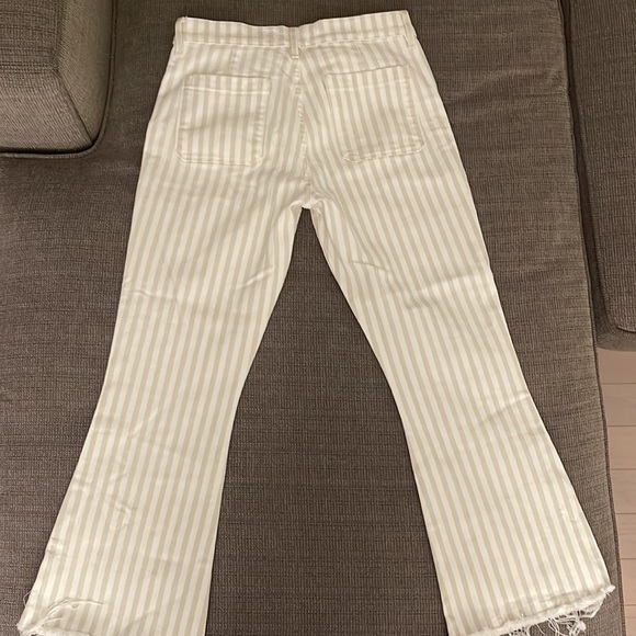 FRAME Le Bardot cropped flare jeans white and nude stripe - Picture 2 of 3